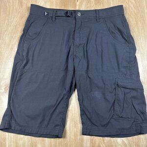 Prana Mens Gray Zion Cargo Belted Nylon Outdoor Hiking Gorp Shorts Size 32x12